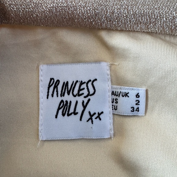 Princess Polly Gold Sparkly Crop Tank Top Size 2 - Picture 3 of 3